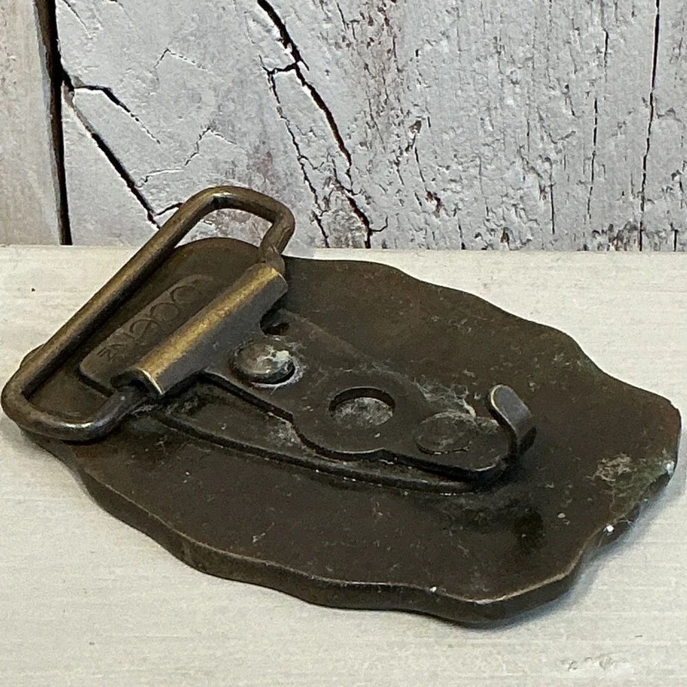 Vintage Oden USA Brass Belt Buckle Dean Name‎ Western Style Needs Repair